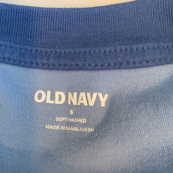 Old Navy Men’s Small Short Sleeve Crewneck Two Tone Blue Raglan Sleeve T-Shirt - Picture 3 of 3